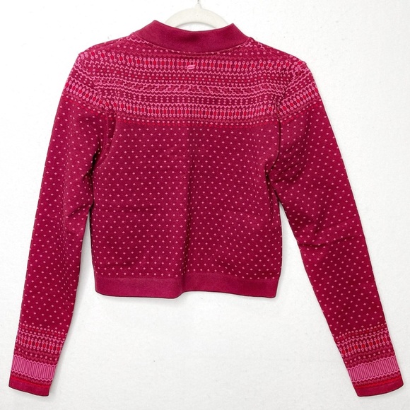 Fabletics Holly Seamless Fair Isle Long Sleeve Top & Leggings Set Merlot XL - Picture 6 of 14